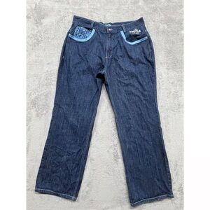 Men's Blue Jeans with Light Blue Accents